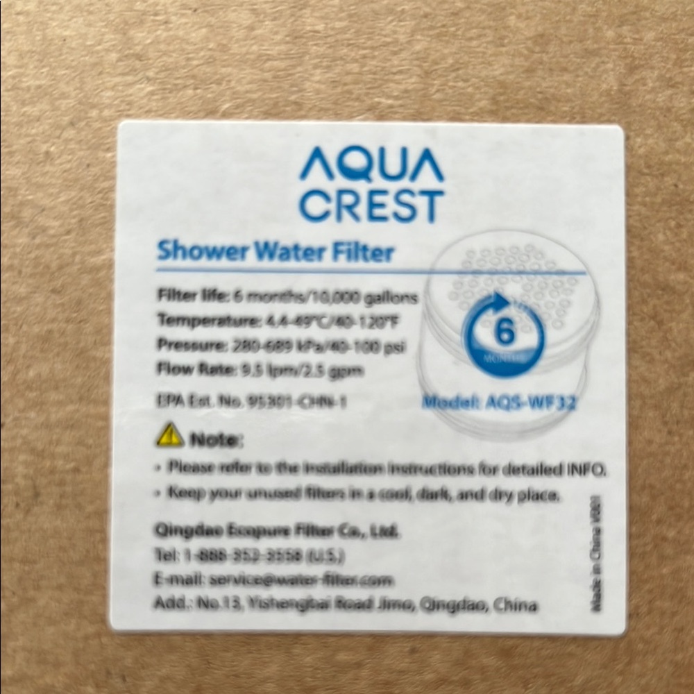 Aqua Crest Showerhead Water Filter